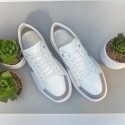 Beyaz Deri Gri Süet Detaylı Sneakers